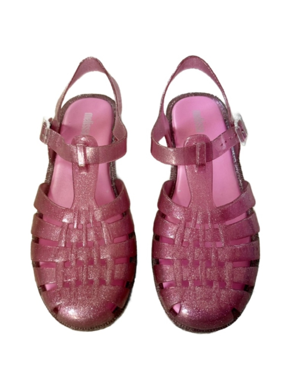 Melissa Possession Shiny Fisherman Sandals in Glitter Pink